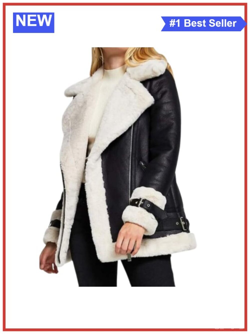 Women's RAF Aviator Bomber Faux Fur Coat Lambskin Real Leather Jacket